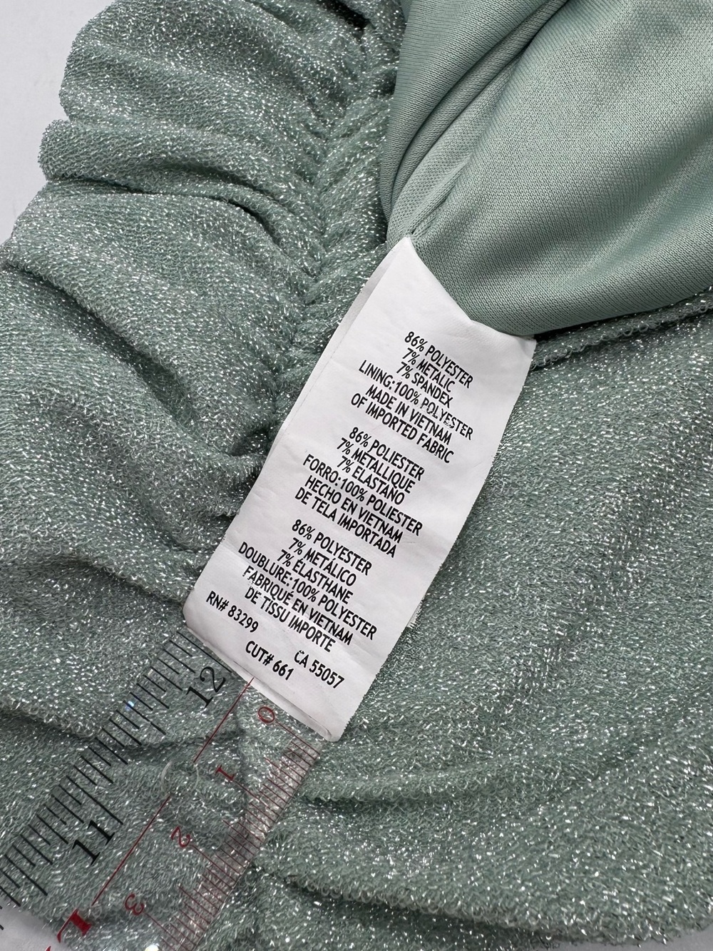 Jump Mint Green Shimmer Ruched Dress Size Small - Picture 9 of 10